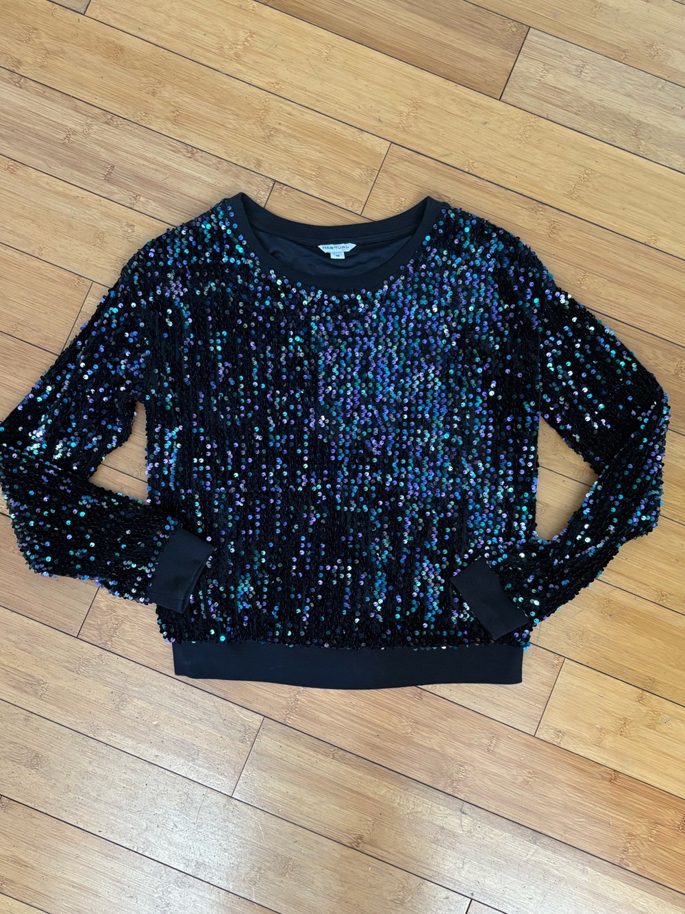 Black Sequin Crewneck Sweatshirt - 16